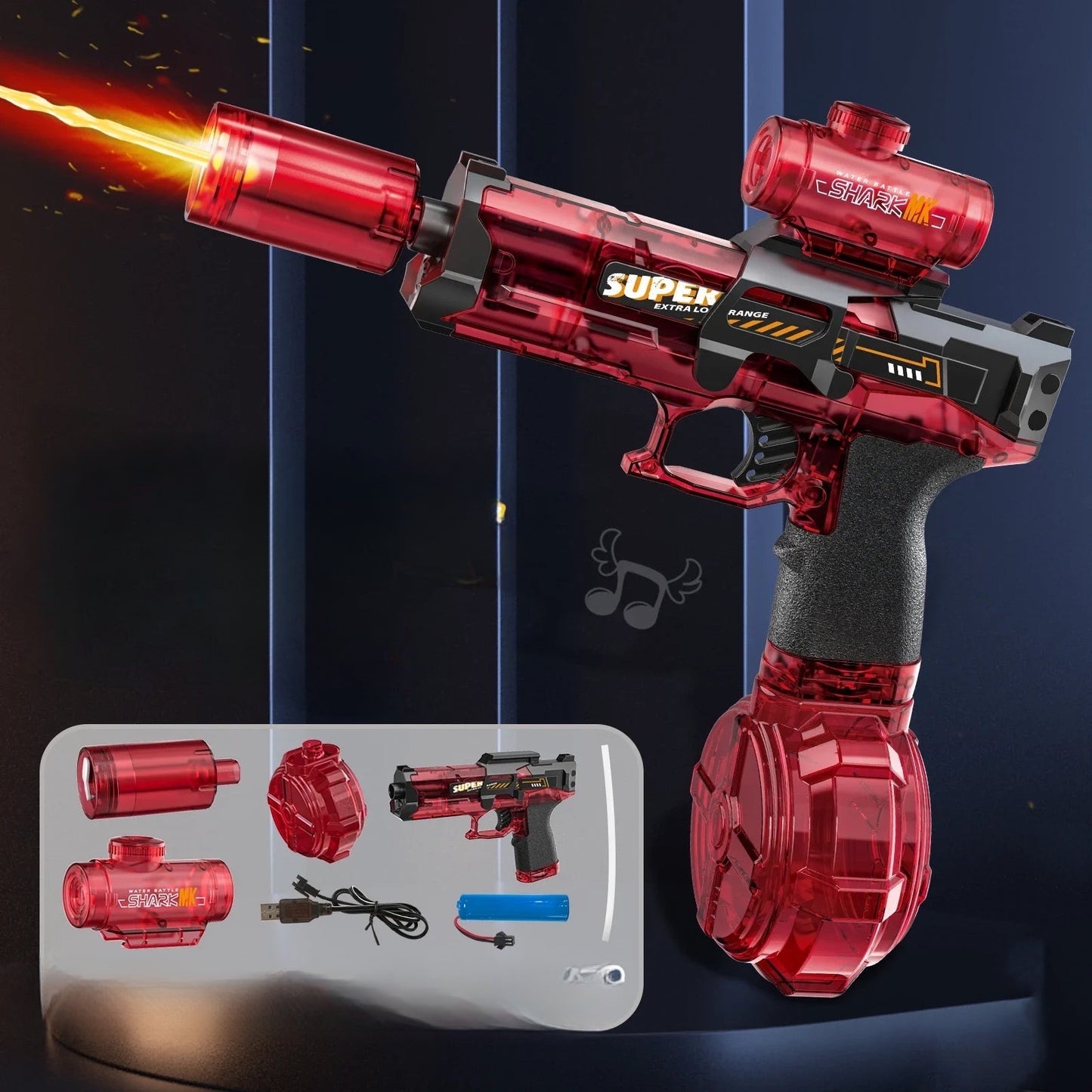 Led Electric Water Gun Toy Automatic Sensor Lights Pistol Red