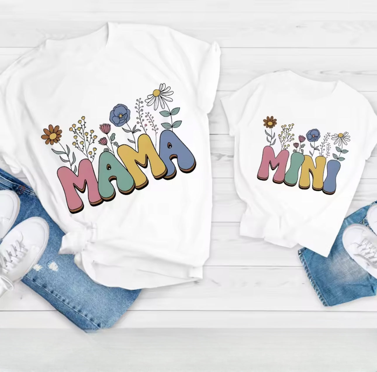 Mother & Daughter Love Heart Matching T-Shirts (Mommy & Me) White