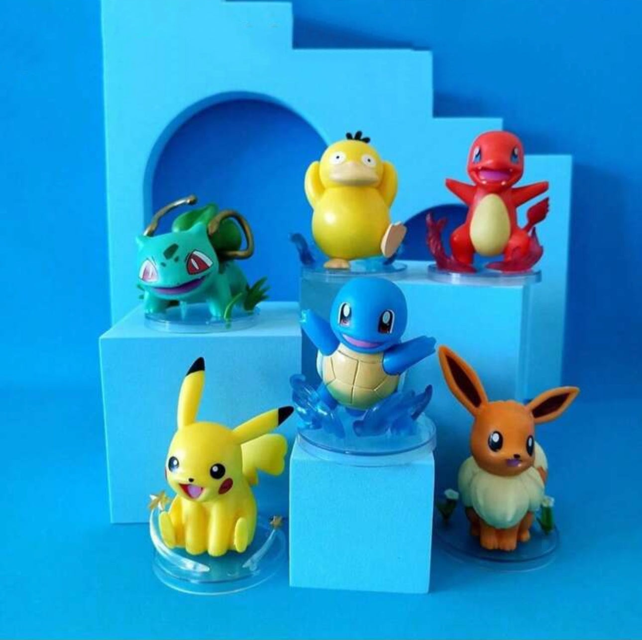 Pokémon Mini Figures Pikachu, Bulbasaur, Charmander, Squirtle, Psyduck, and Eevee Multicolor 1 Pack