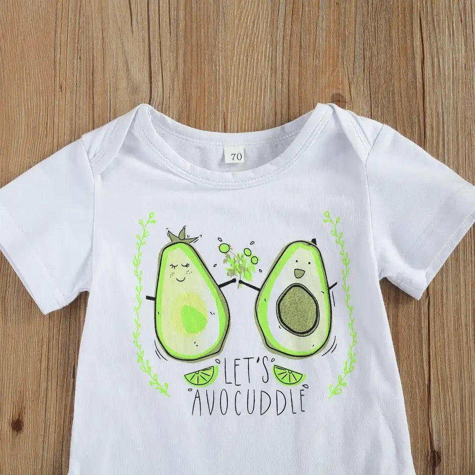 Baby Girls Green Bodysuit Avocado Shorts & Headband Set (Age 6m-24m)