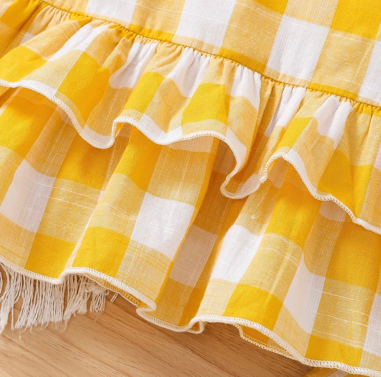 Girls Yellow Checked Top & Trousers (Age 3-6 YRS)