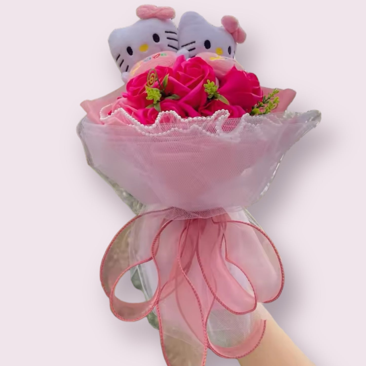 Miss Kitty Toy Rose Flowers Bouquet Hot Pink