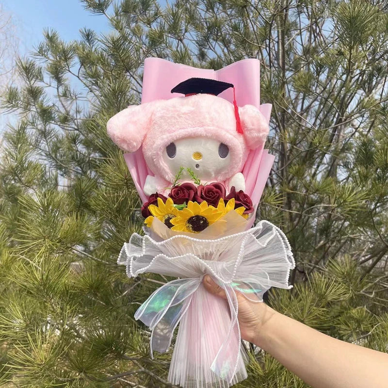 Sanrio Graduation Plush Flower Gift Bouquet – My Melody, Kuromi & Cinnamoroll