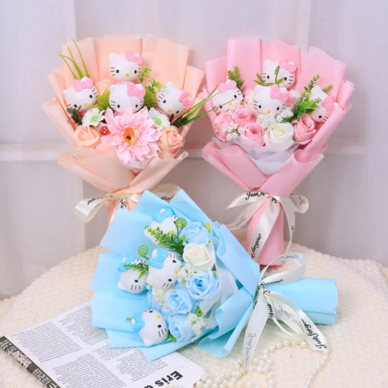 Hello Kitty Plush Flower Gift Bouquet – 35cm in Gift Box | Sanrio-Inspired Keepsake Arrangement