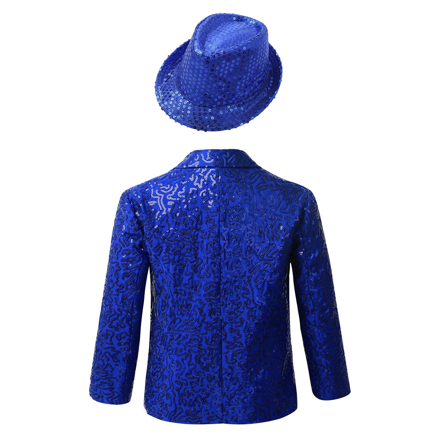 Boys Sequin Dance Tuxedo Jacket Suit & Fedora Hat (Age 6-16 YRS)
