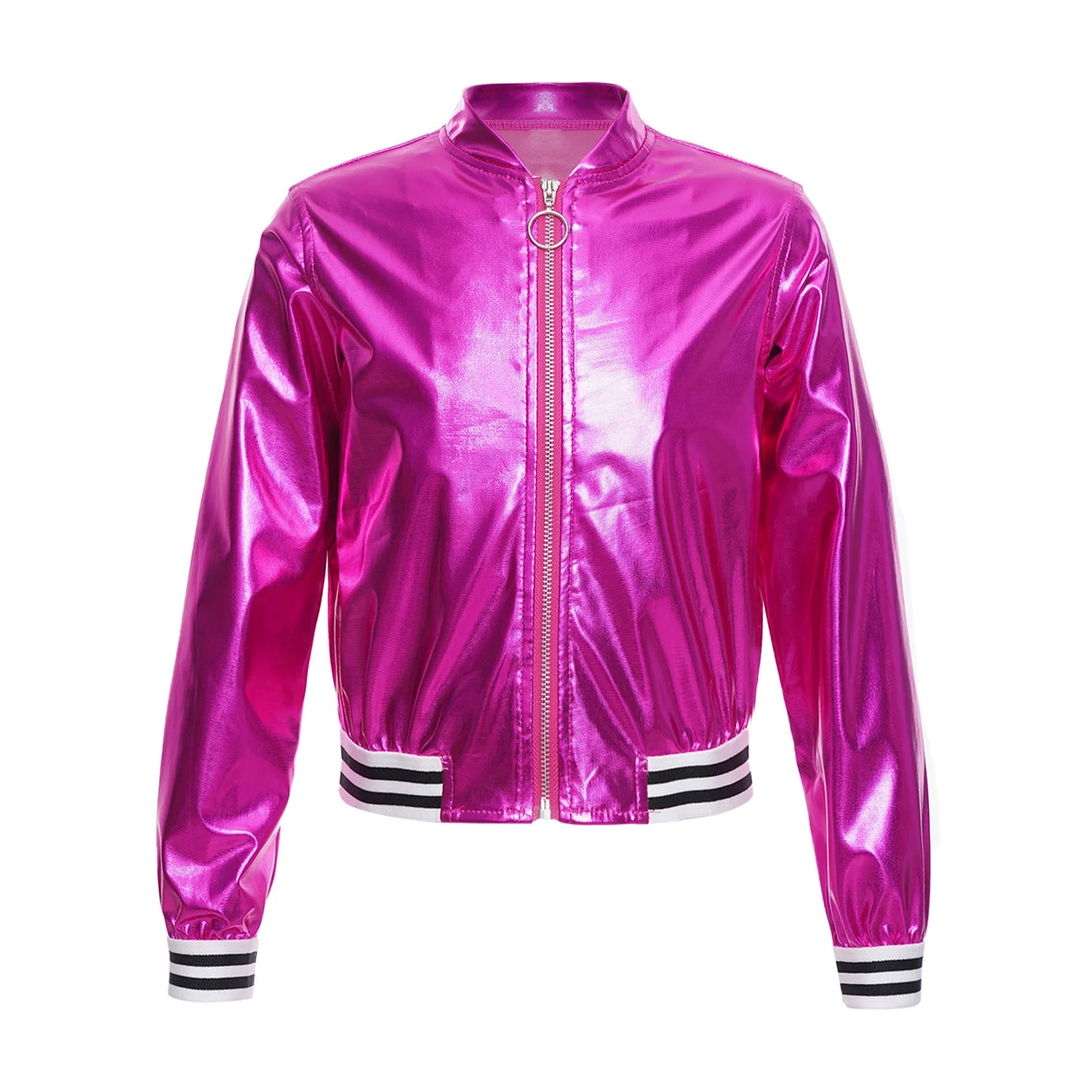 Girls Metallic Long Sleeve Zipper Jacket (Age 6-16 YRS)