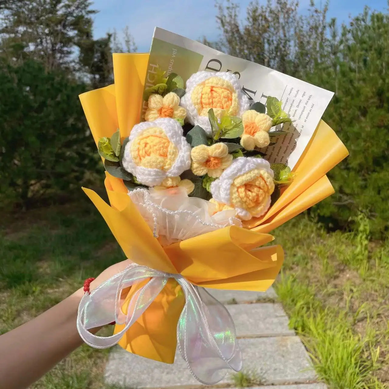 Plush Knitted Crochet Flower Gift Bouquet