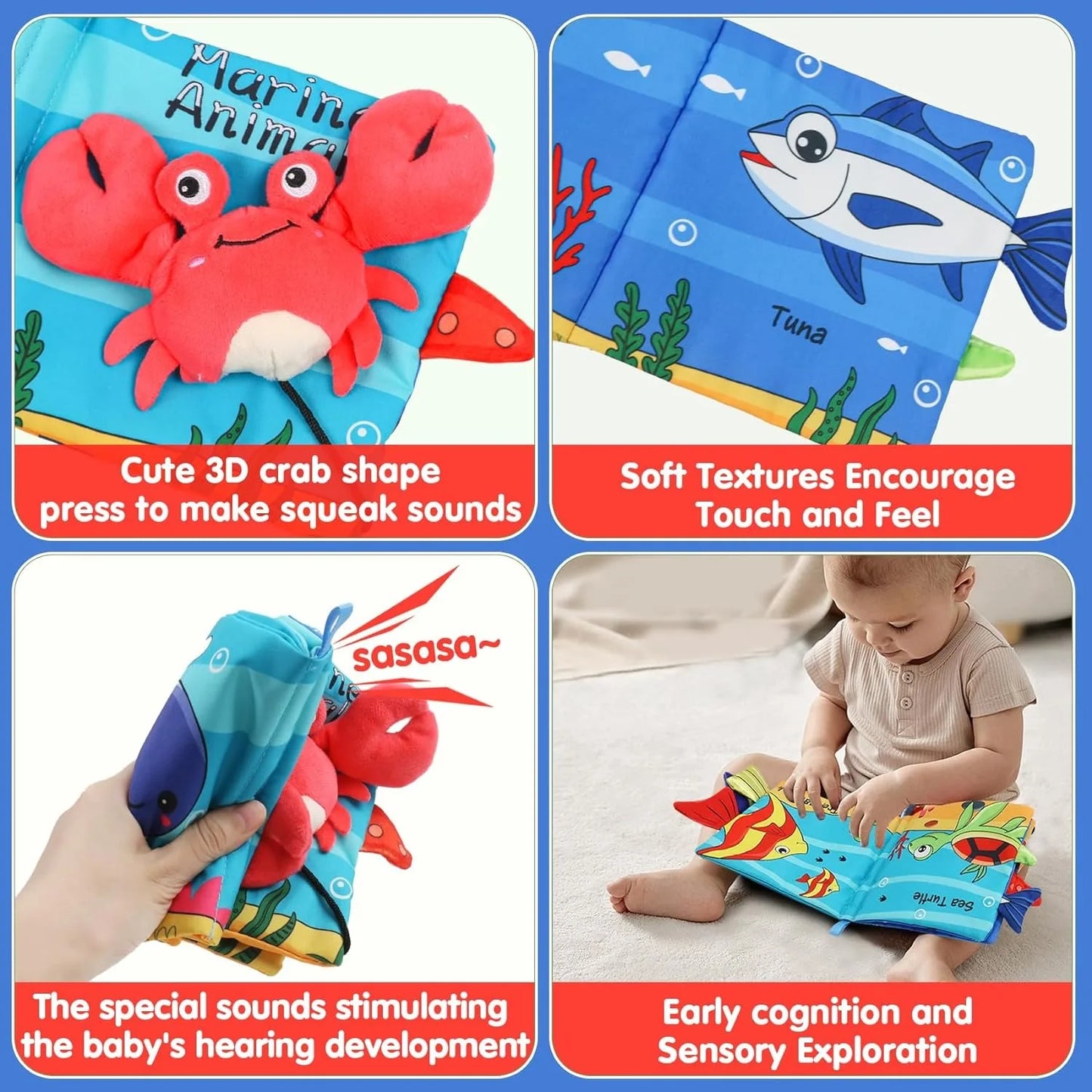 Soft Baby Book Crinkle Cloth Book Marine Animal