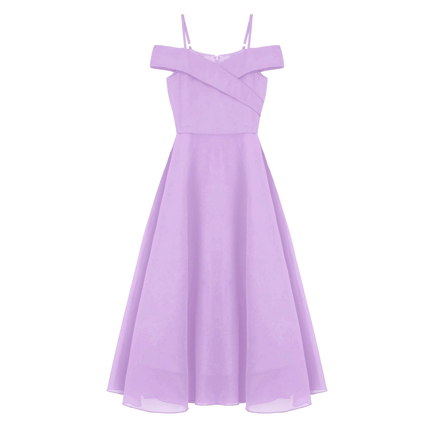 Girls Chiffon Off-the-Shoulder Adjustable A-Line Dress (Age 4-16 YRS)