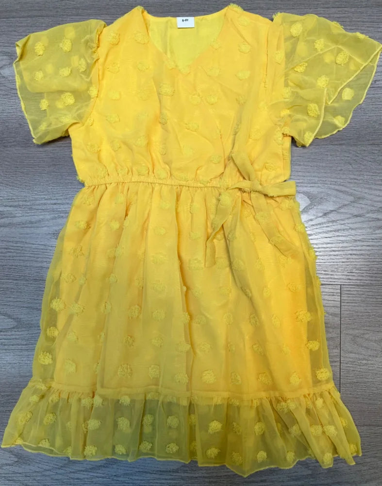 Mother & Daughter Matching Short Sleeves V-neck Polka Dot Dress (Mommy & Me)