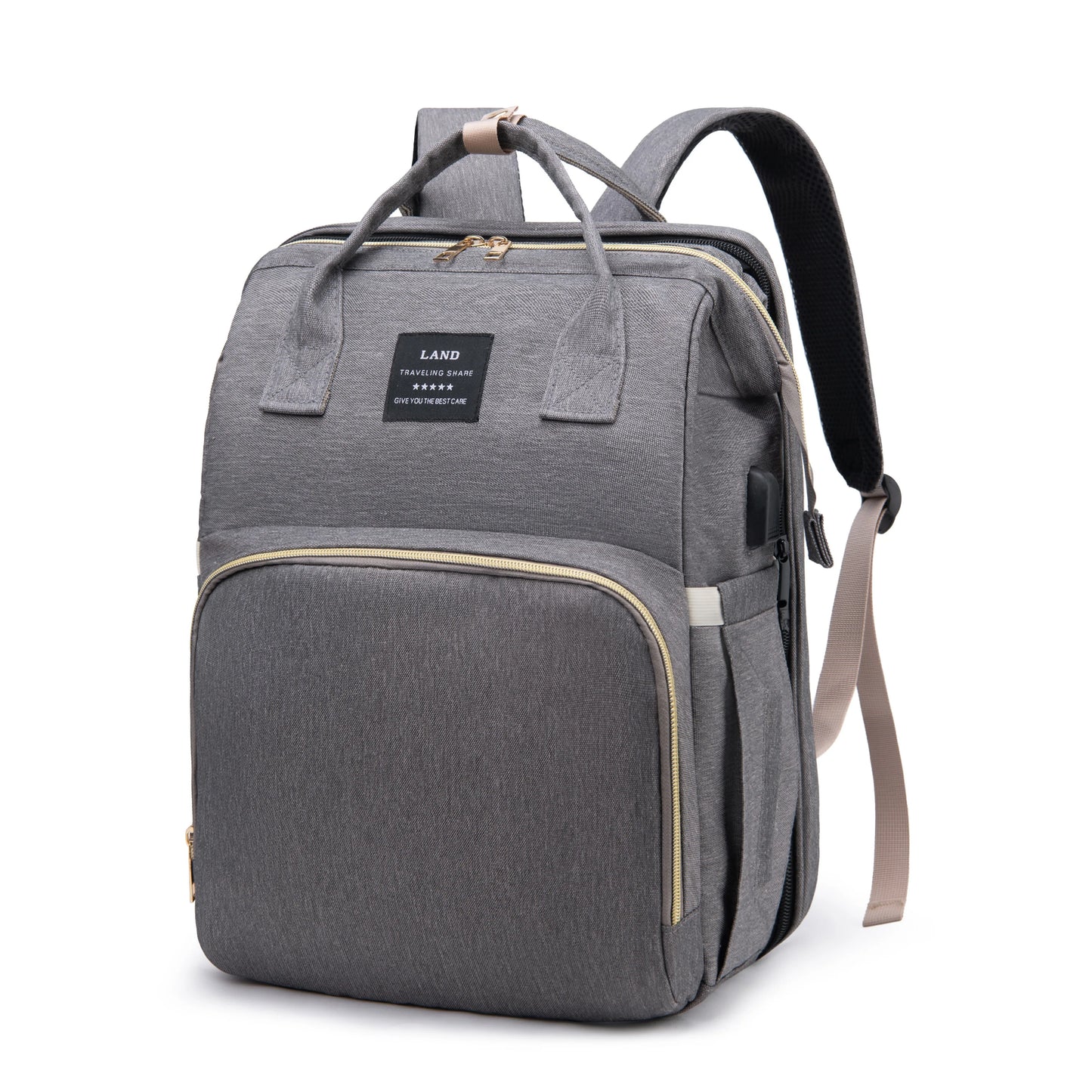 Multifunctional Portable Folding Crib Bed Diaper Mummy Bag Grey