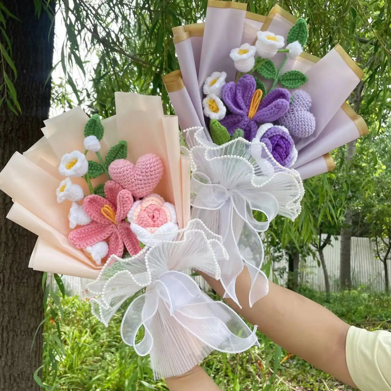 Plush Knitted Crochet Flower Gift Bouquet