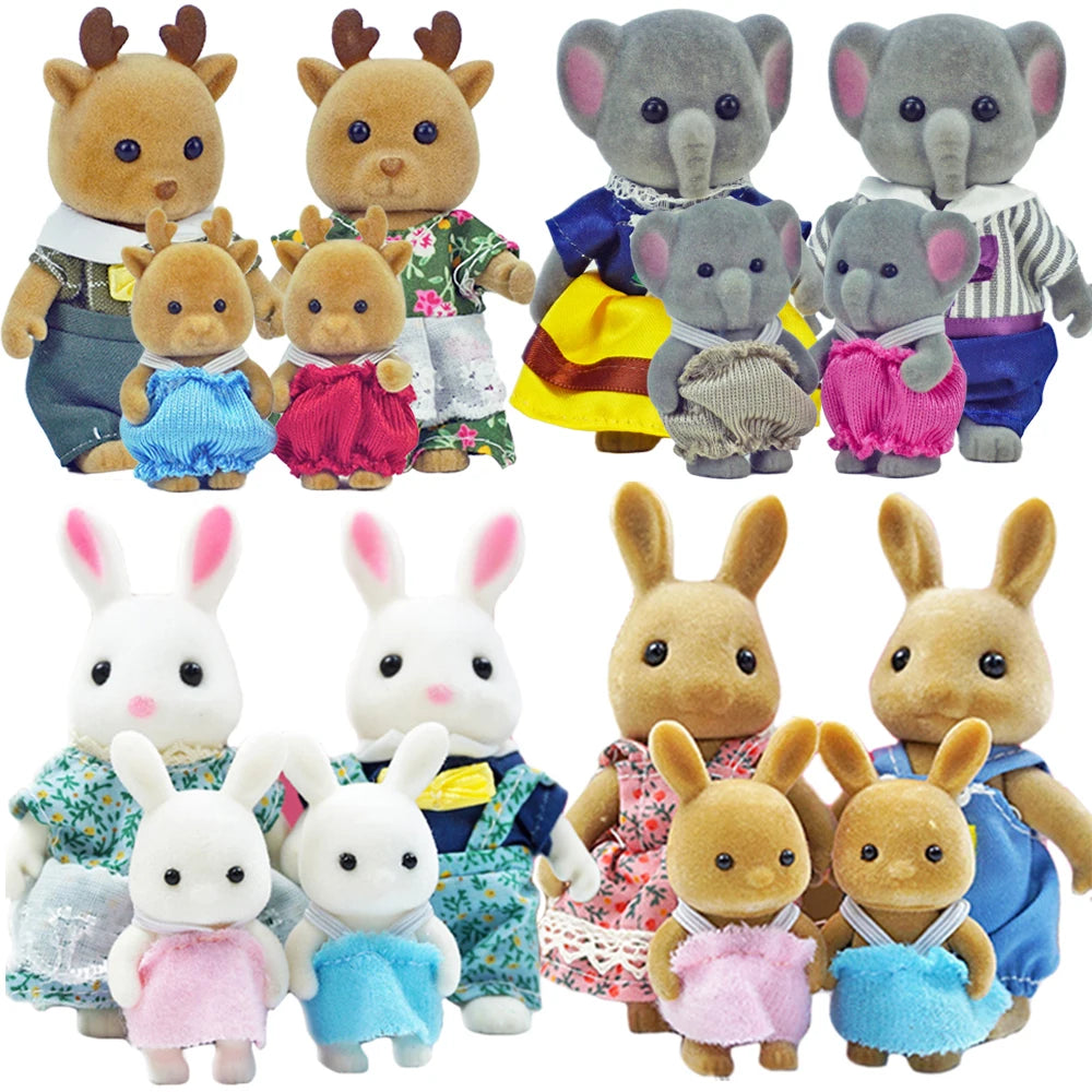 Bunny Familyes Forest Animal 1:12 Scale Dollhouse Miniatures