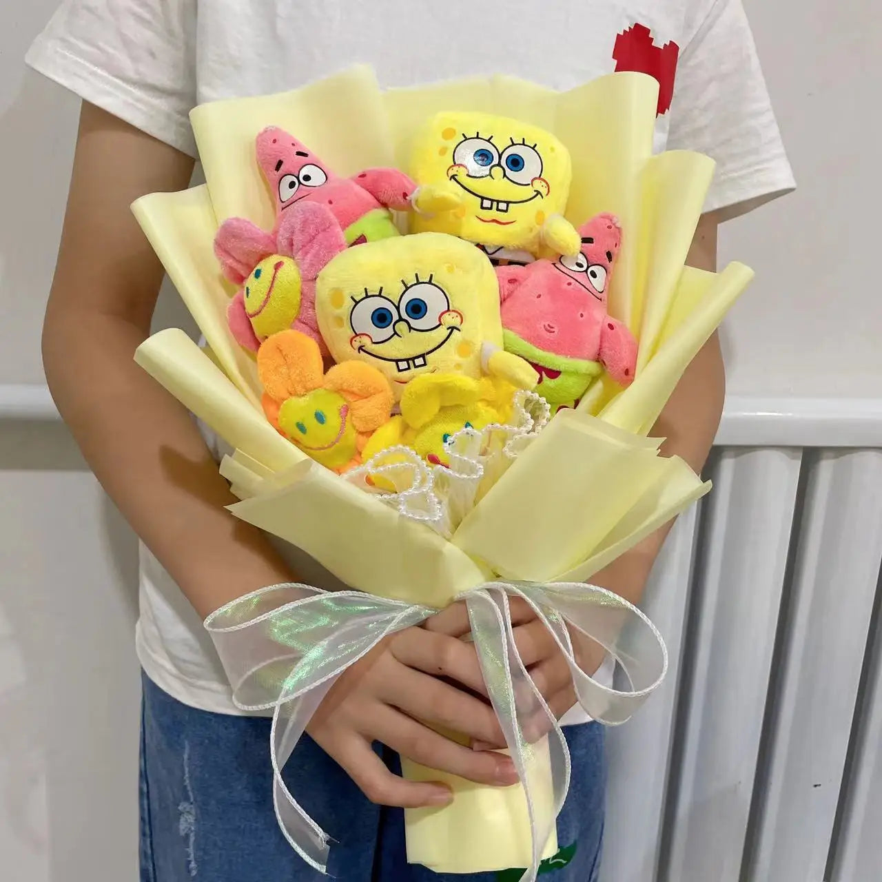 Plush SpongeBob Patrick Star Gary Squidward Stuffed Toy Flower Bouquet