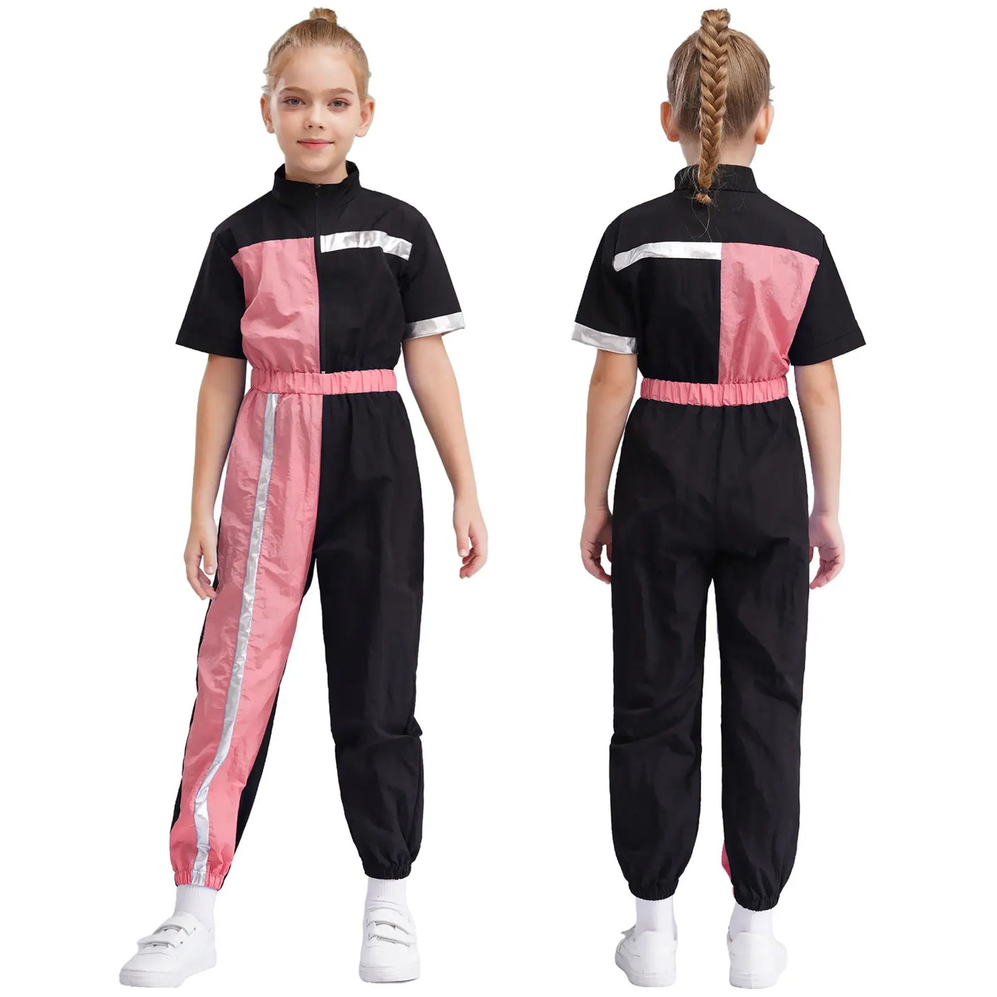 Girls Color Block Jumpsuit (6-16 YRS) Pink