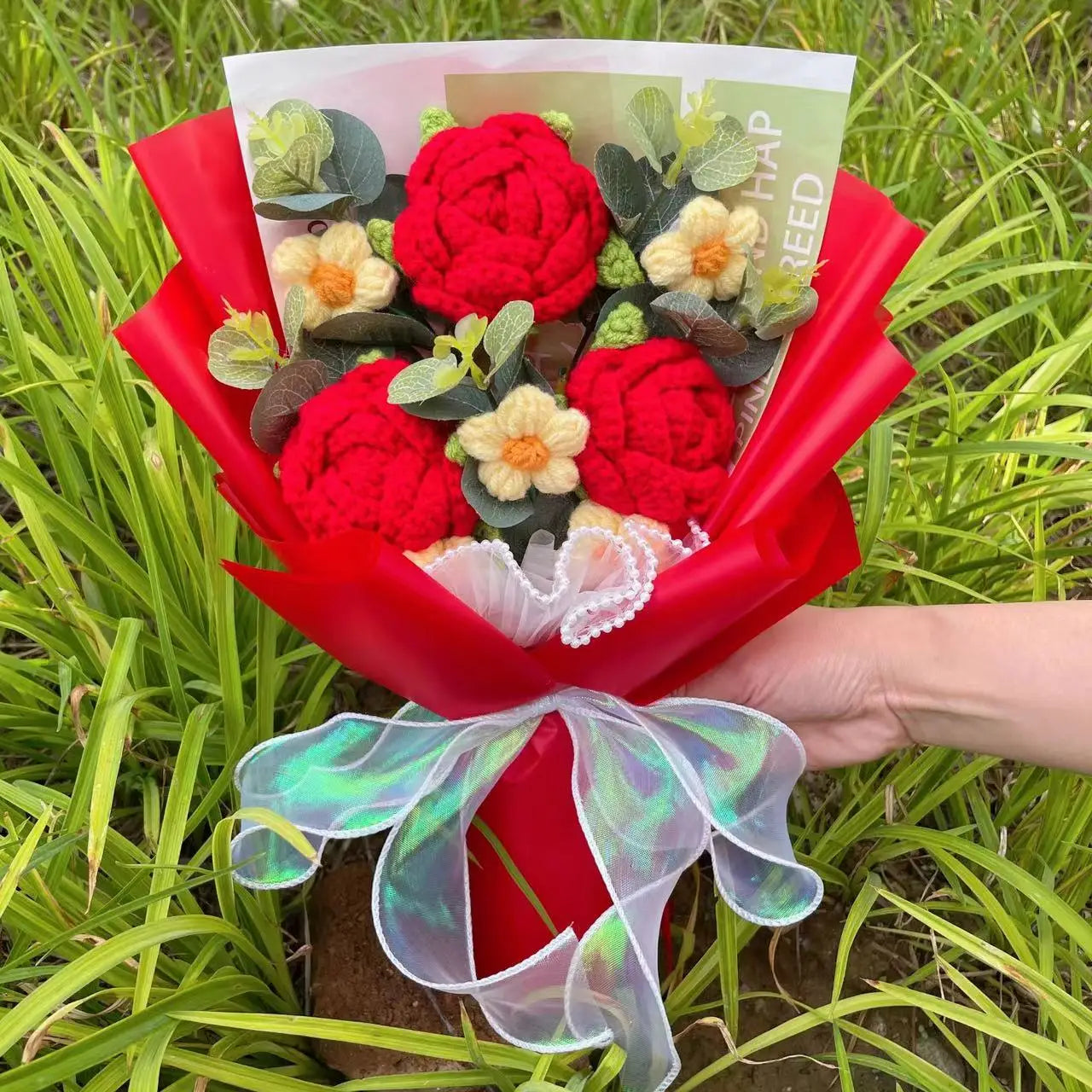 Plush Knitted Crochet Flower Gift Bouquet