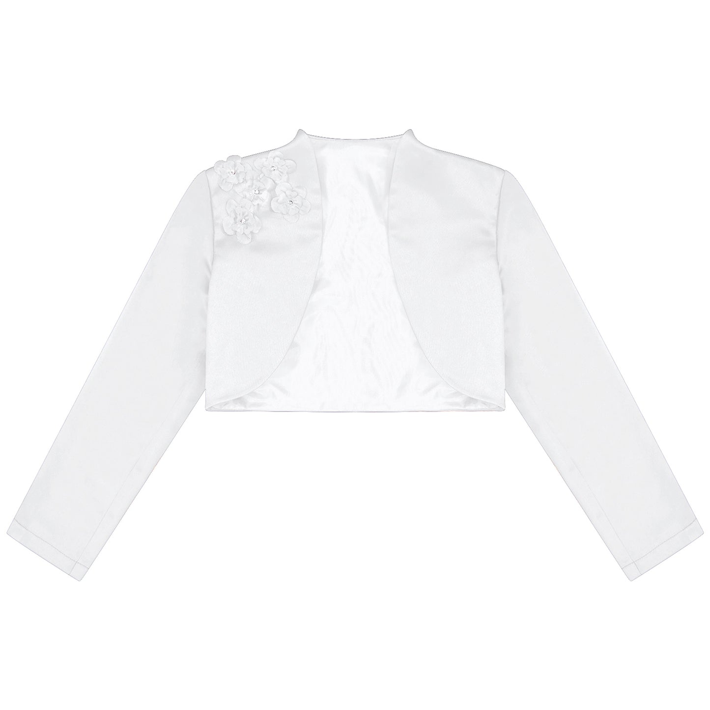 Kids Girls Long Sleeve Satin Shrug Jacket (Age 4-14 YRS)