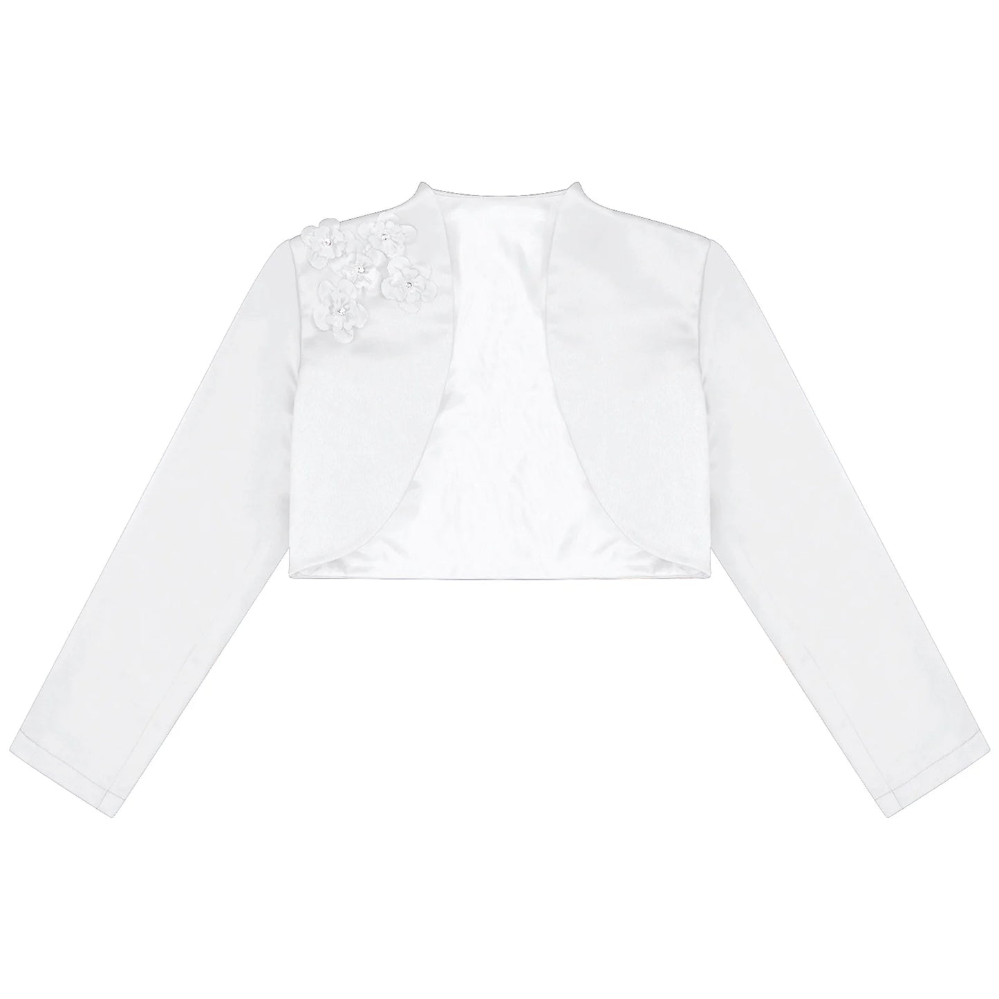 Kids Girls Long Sleeve Satin Shrug Jacket (Age 4-14 YRS)
