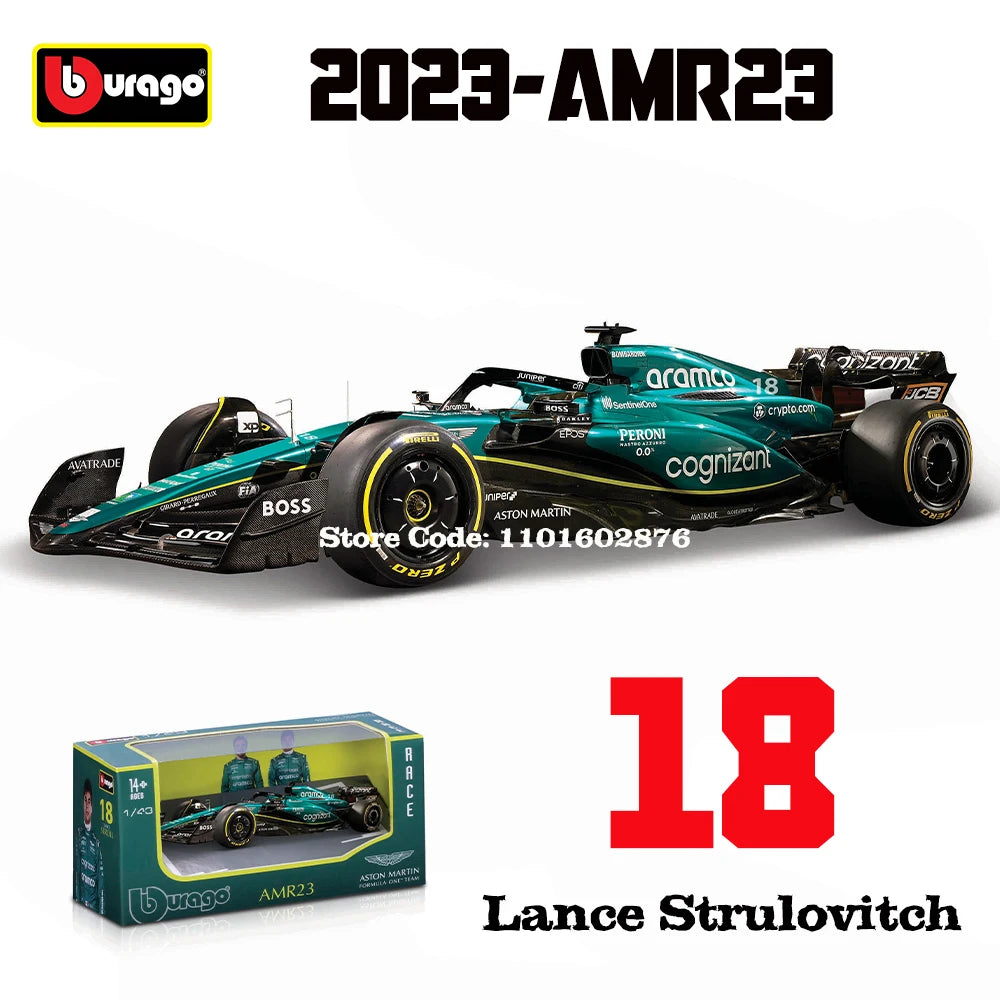 Bburago 1:43 P2 British GP Mclaren F1 MCL60 2023 #4 Lando Norris #81 Oscar Piastri Alloy Car Die Cast Model Toy Collectible 2023 AMR-18