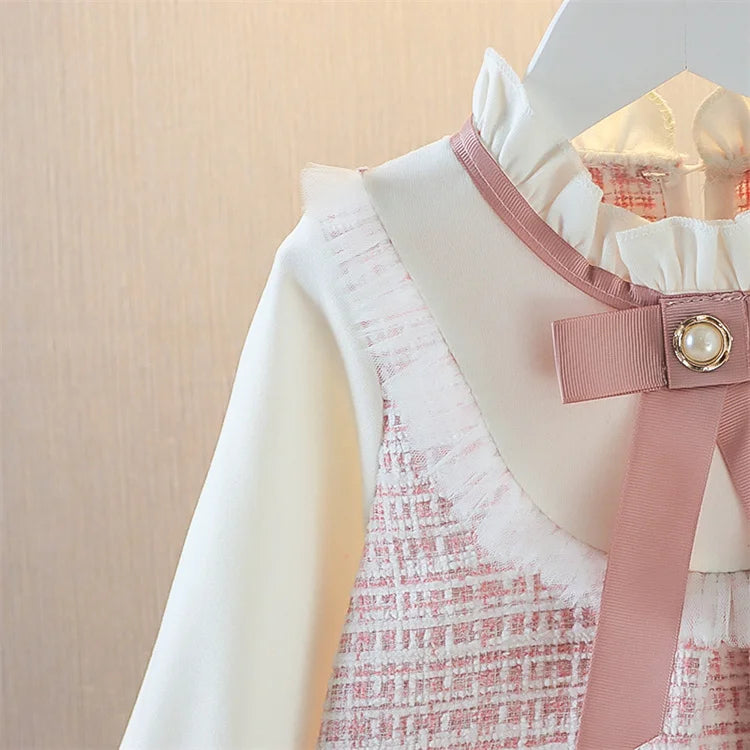 Baby Girls Vintage Long Sleeve Peter Pan Collar Dress (Age 6M-3YRS)