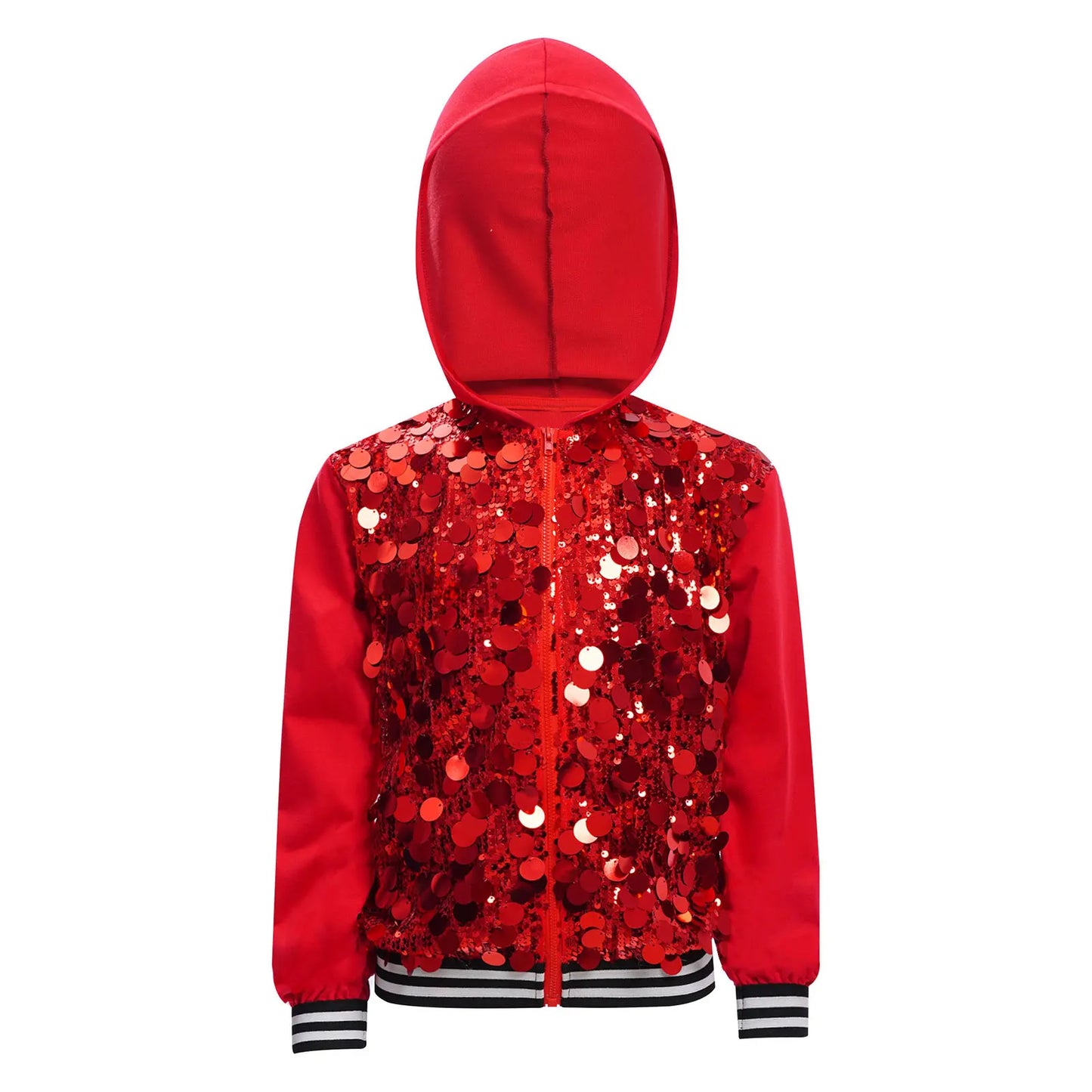 Girls Metallic Shiny Sequins Hooded Jacket (Age 6-16 YRS)