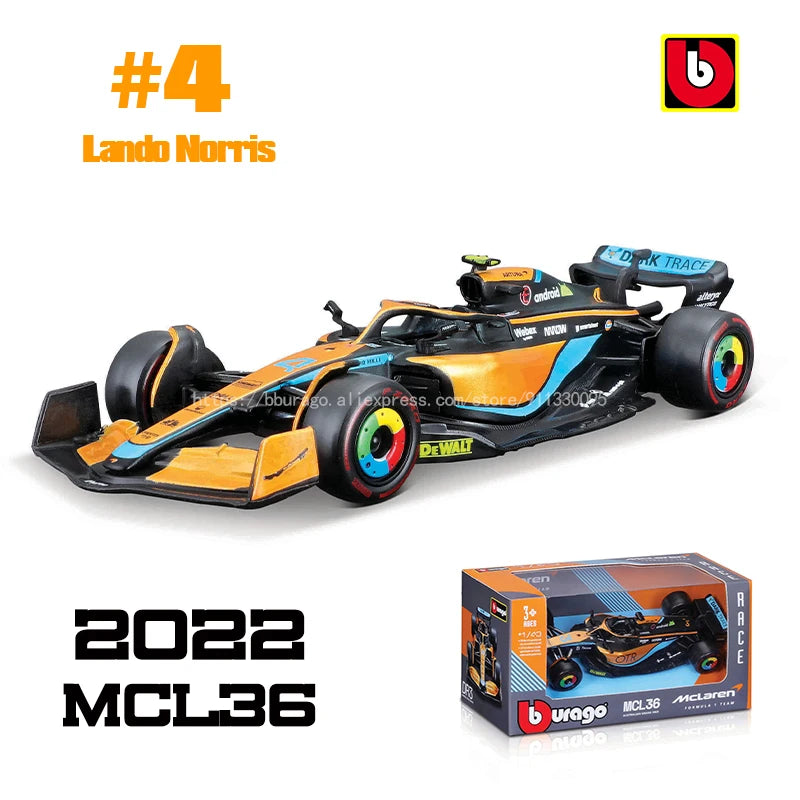 Bburago 1:43 P2 British GP Mclaren F1 MCL60 2023 #4 Lando Norris #81 Oscar Piastri Alloy Car Die Cast Model Toy Collectible 2022 MCL36-4