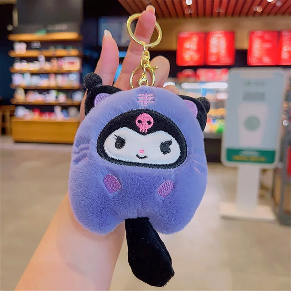 Plush Sanrio Kuromi Stuffed Keychain Toy - 14cm Kuromi