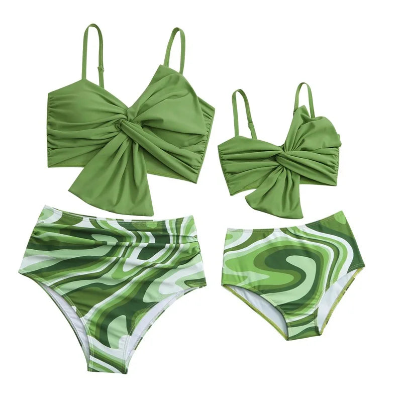 Mother & Daughter Matching Swimsuits (Mommy & Me) Light Green