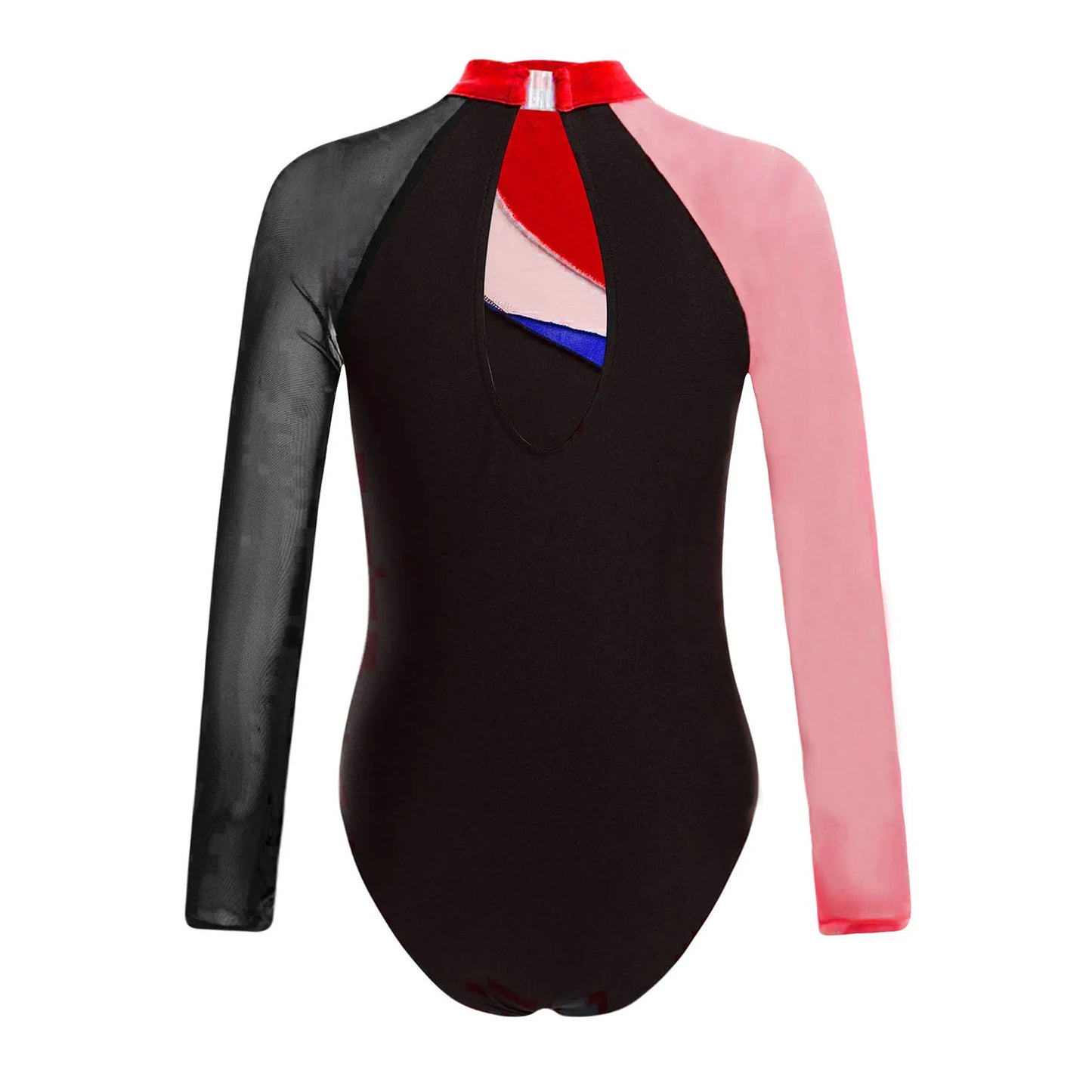 Girls Ballet Dance Leotard Gymnastics Rhinestones Sheer Mesh Long Sleeve (Age 4-16 YRS)