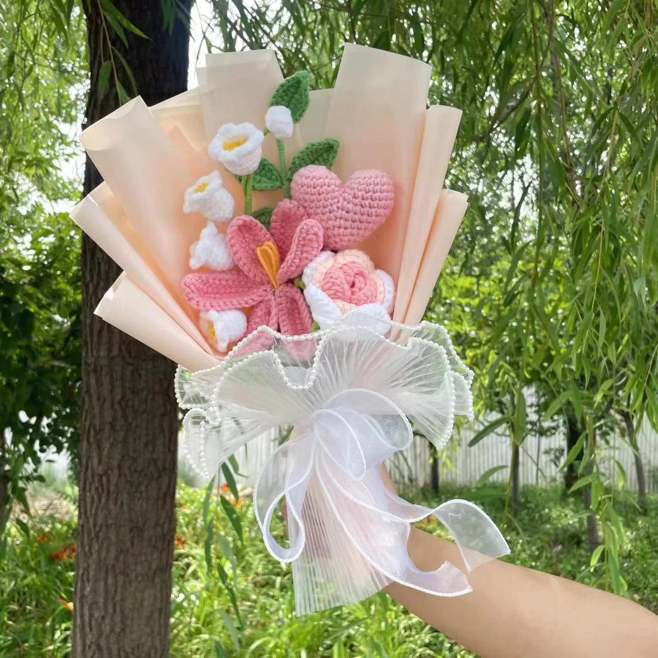 Plush Knitted Crochet Flower Gift Bouquet