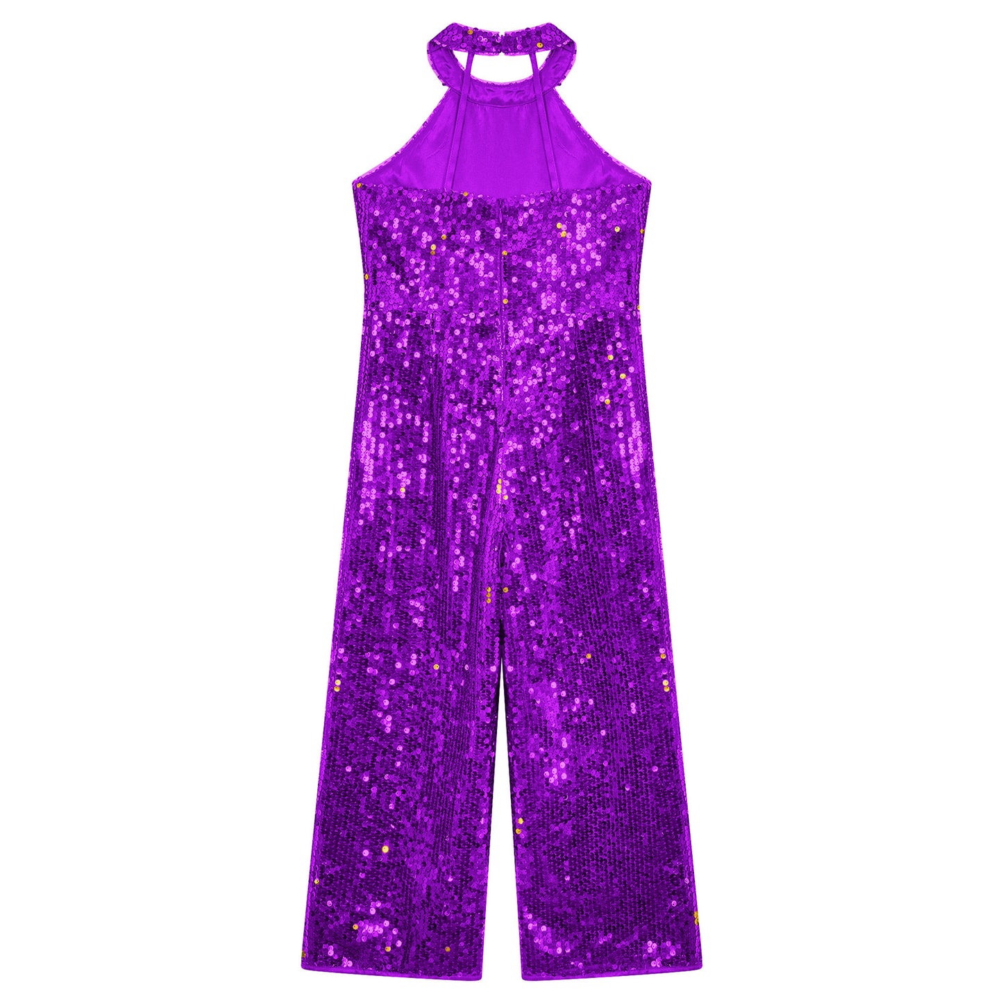 Girls Dance Sequin Sleeveless Halter Jumpsuit (Age 6-14YRS)
