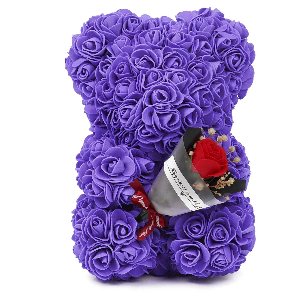 Rose Teddy Bear Bouquet – Handmade Gift Box for Valentine’s Birthdays & Special Occasions Purple