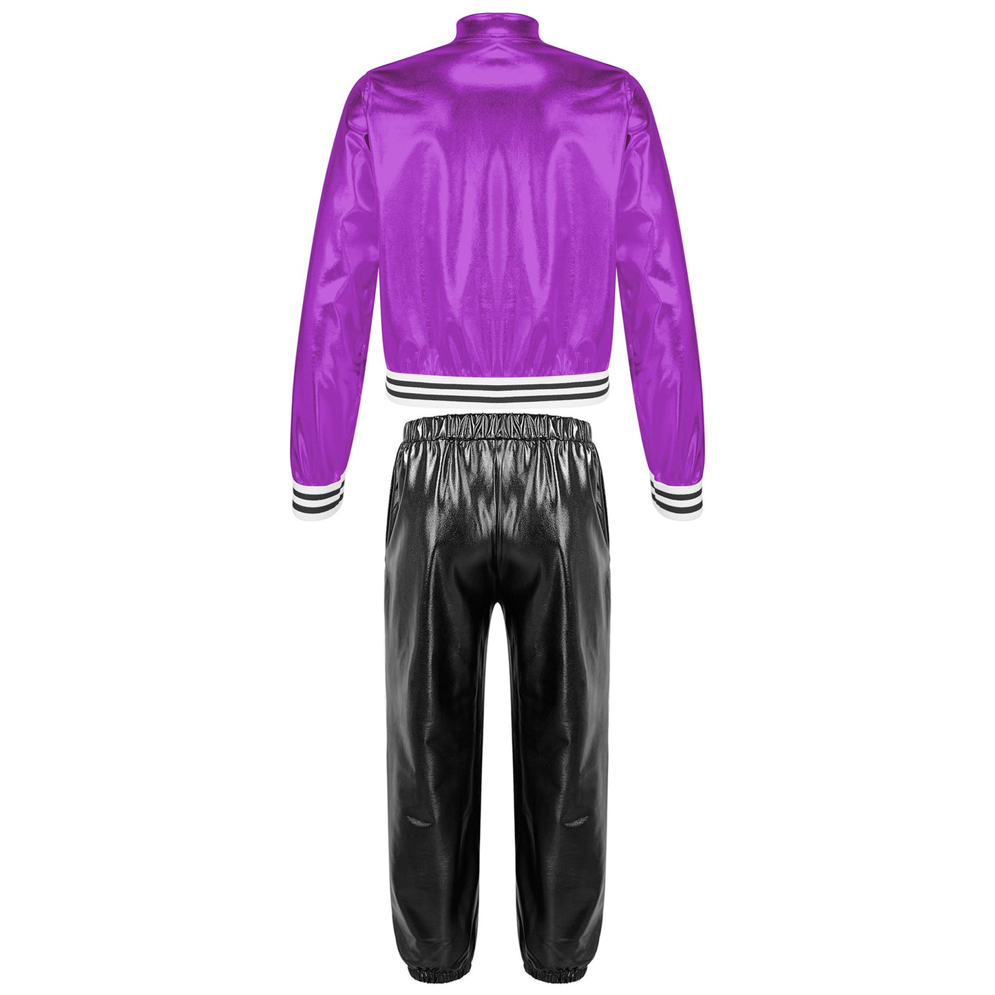 Girls Metallic Long Sleeves Bomber Jacket Coat & Pants Set (Age 6-16YRS)