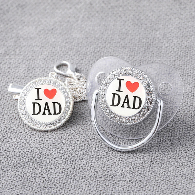 Baby Rhinestone Silver Luxury Pacifier Dummy Clips