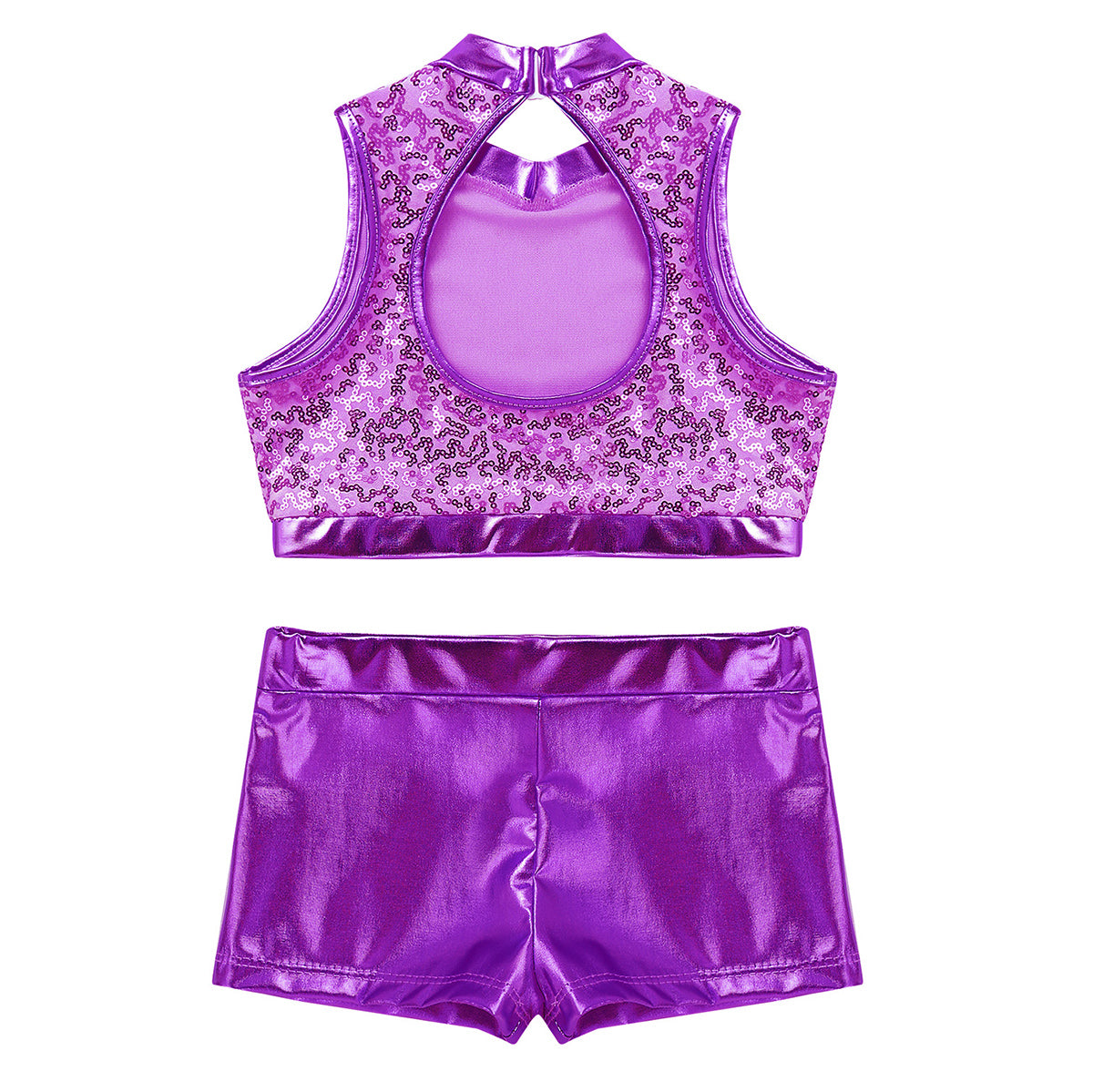 Girls Dance Costume Sequin Crop Top & Shorts Set (Age 6-12 YRS)