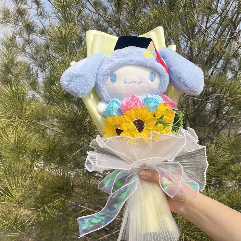 Sanrio Graduation Plush Flower Gift Bouquet – My Melody, Kuromi & Cinnamoroll