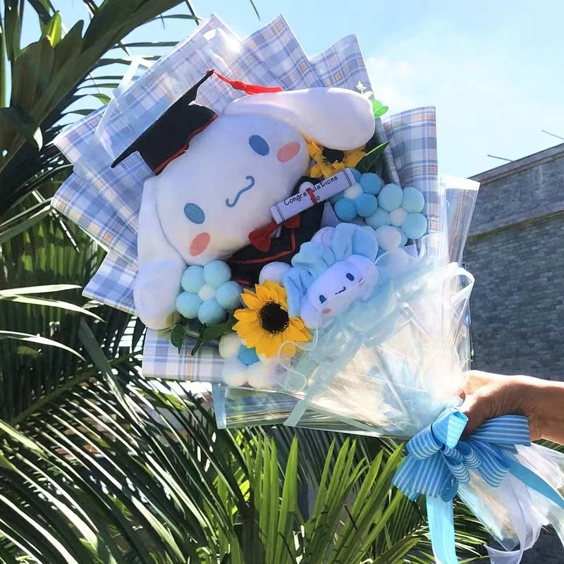 Sanrio Graduation Plush Flower Gift Bouquet – My Melody, Kuromi & Cinnamoroll