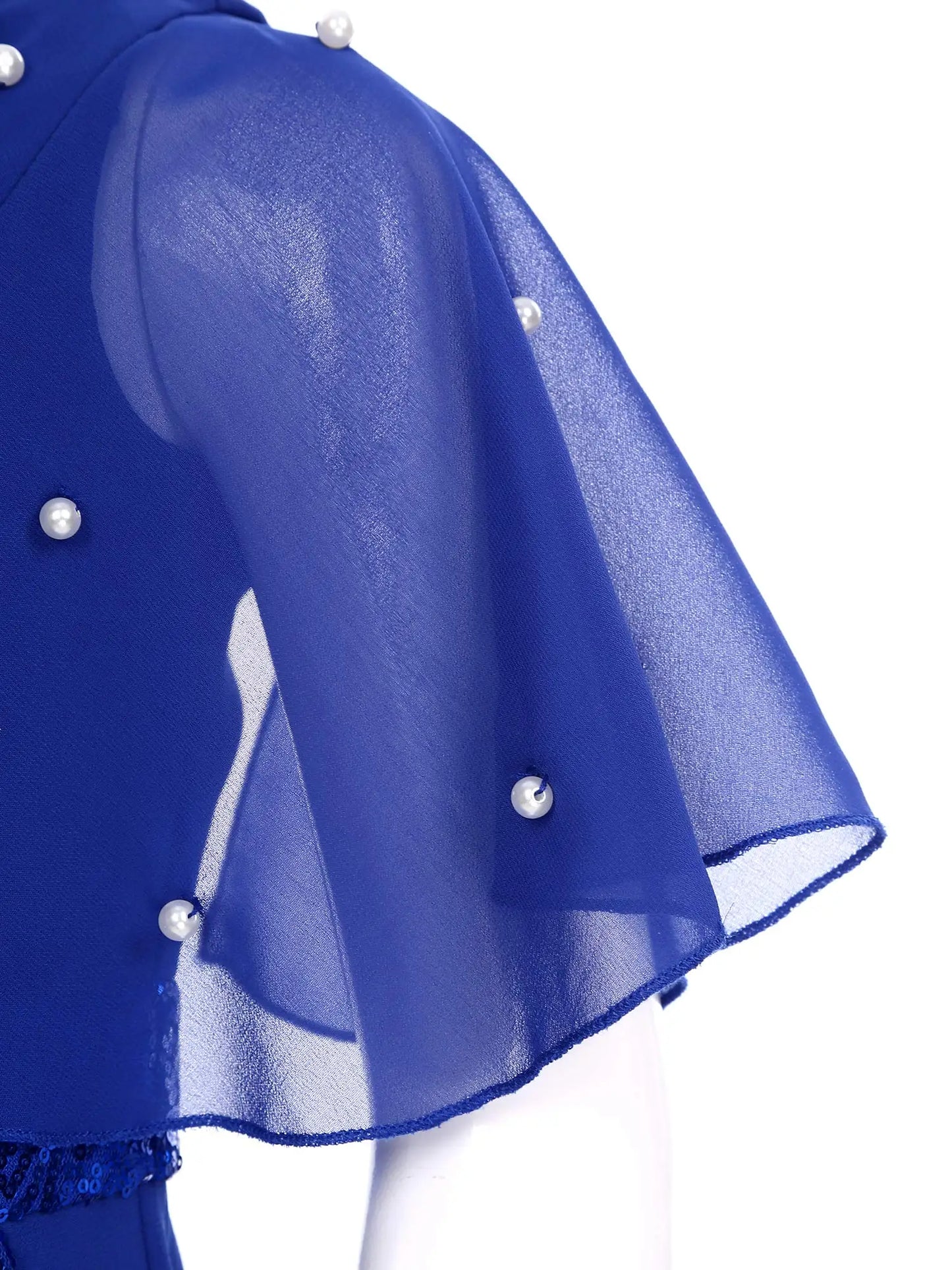 Girls One Shoulder PearlSequin Ruffled Wide Leg Jumpsuit (Age 6-14YRS)