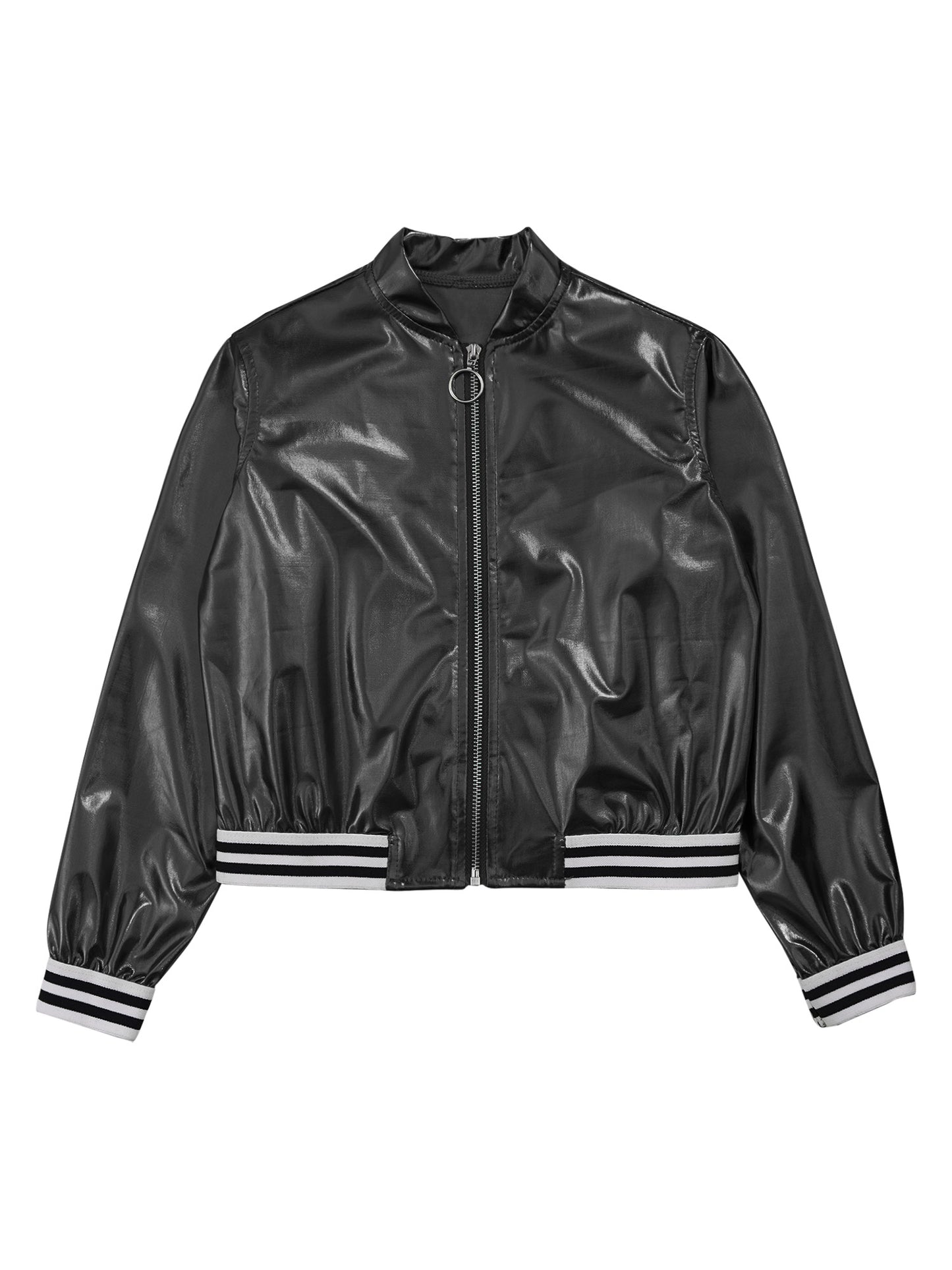 Girls Metallic Long Sleeve Zipper Jacket (Age 6-16 YRS)