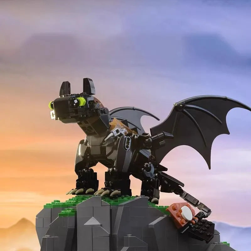 Black Toothless Night Rage Dragon Mecha | LEGO‑Compatible Building Blocks