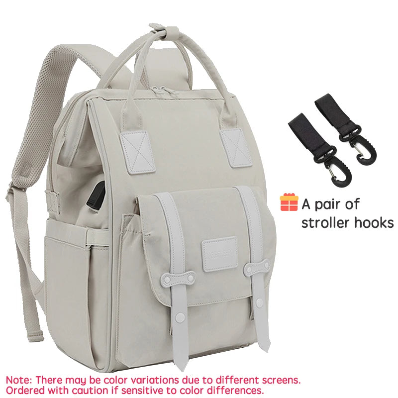 Baby Mummy Nappy Bag With Stroller Hooks Grey