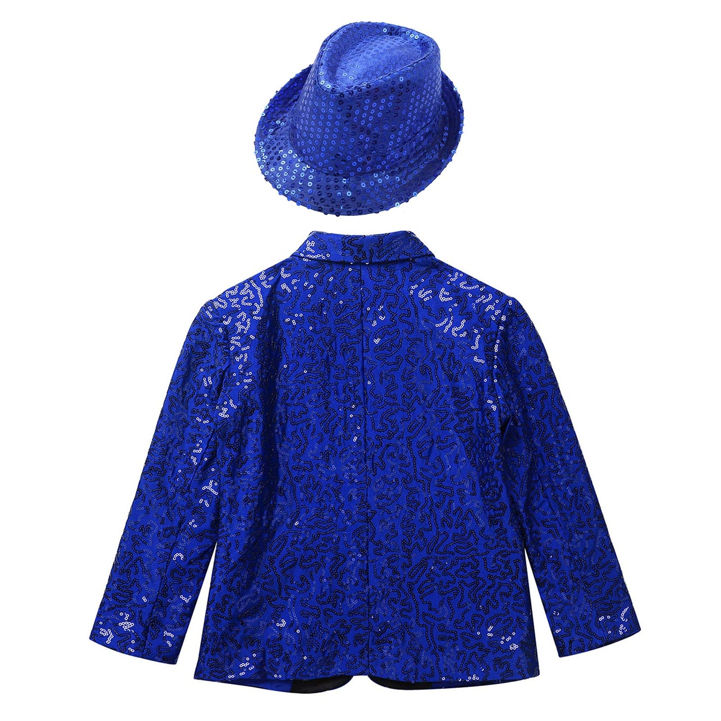 Boys Sequin Dance Tuxedo Jacket Suit & Fedora Hat (Age 6-16 YRS)