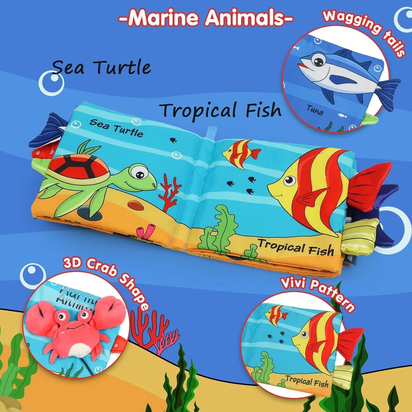 Soft Baby Book Crinkle Cloth Book Marine Animal