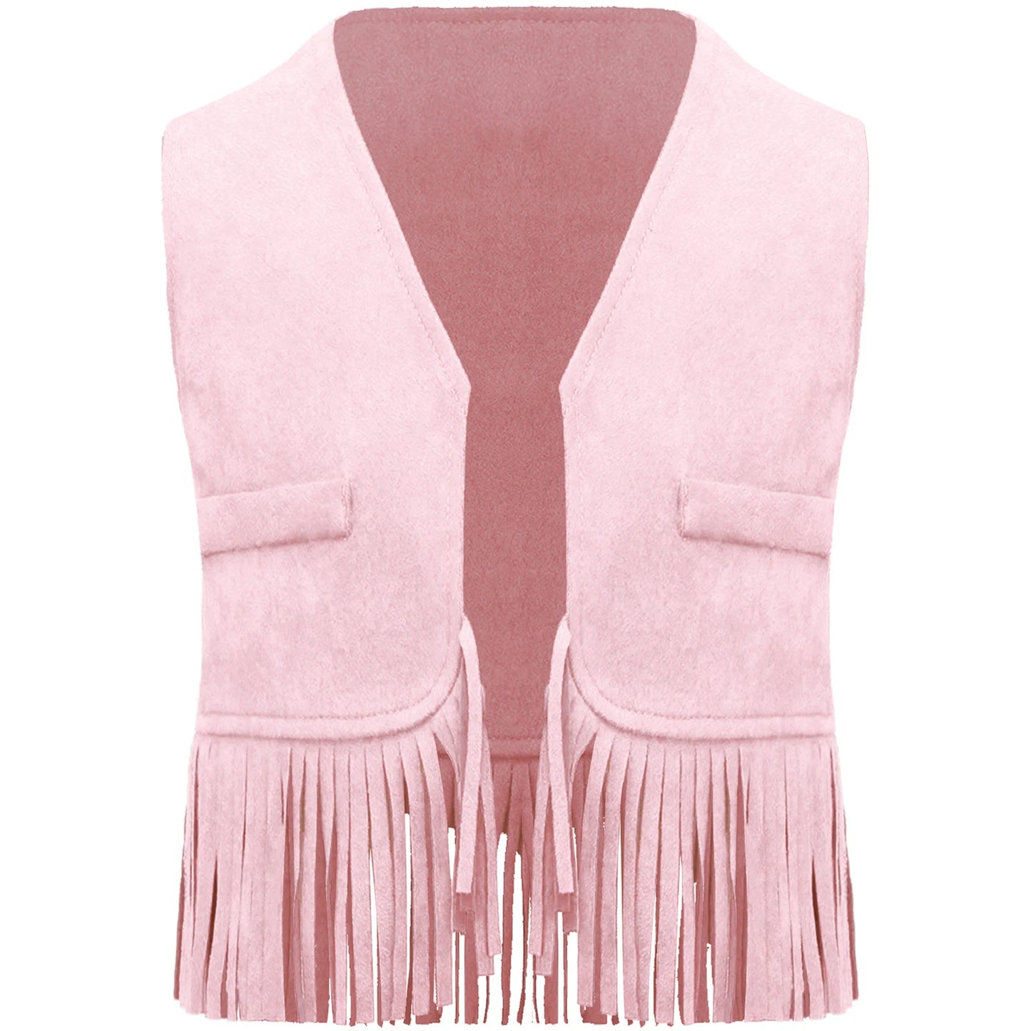 Baby Boys/Girls Western Cowboy Suede Tassels Vest (Age Newborn-24M) Pink