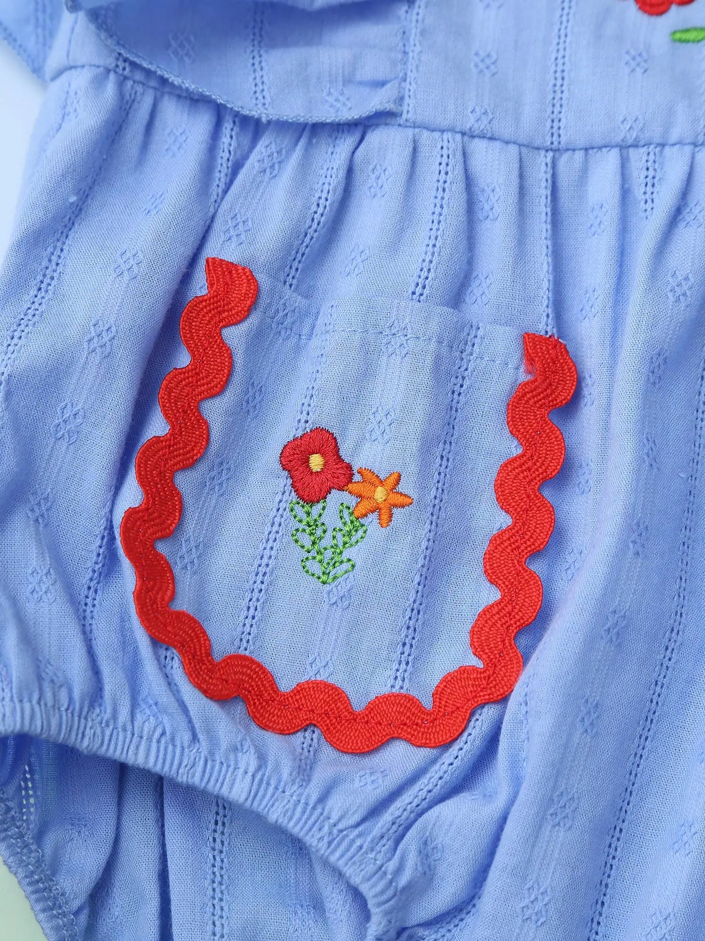 Baby Girls Mexican Embroidered Ruffled Sleeves Romper (Age Newborn-24M)