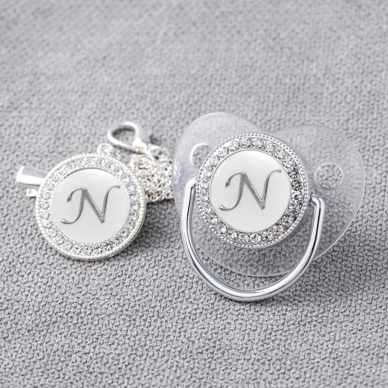 Baby Personalized Rhinestone Pacifier Luxury Clips