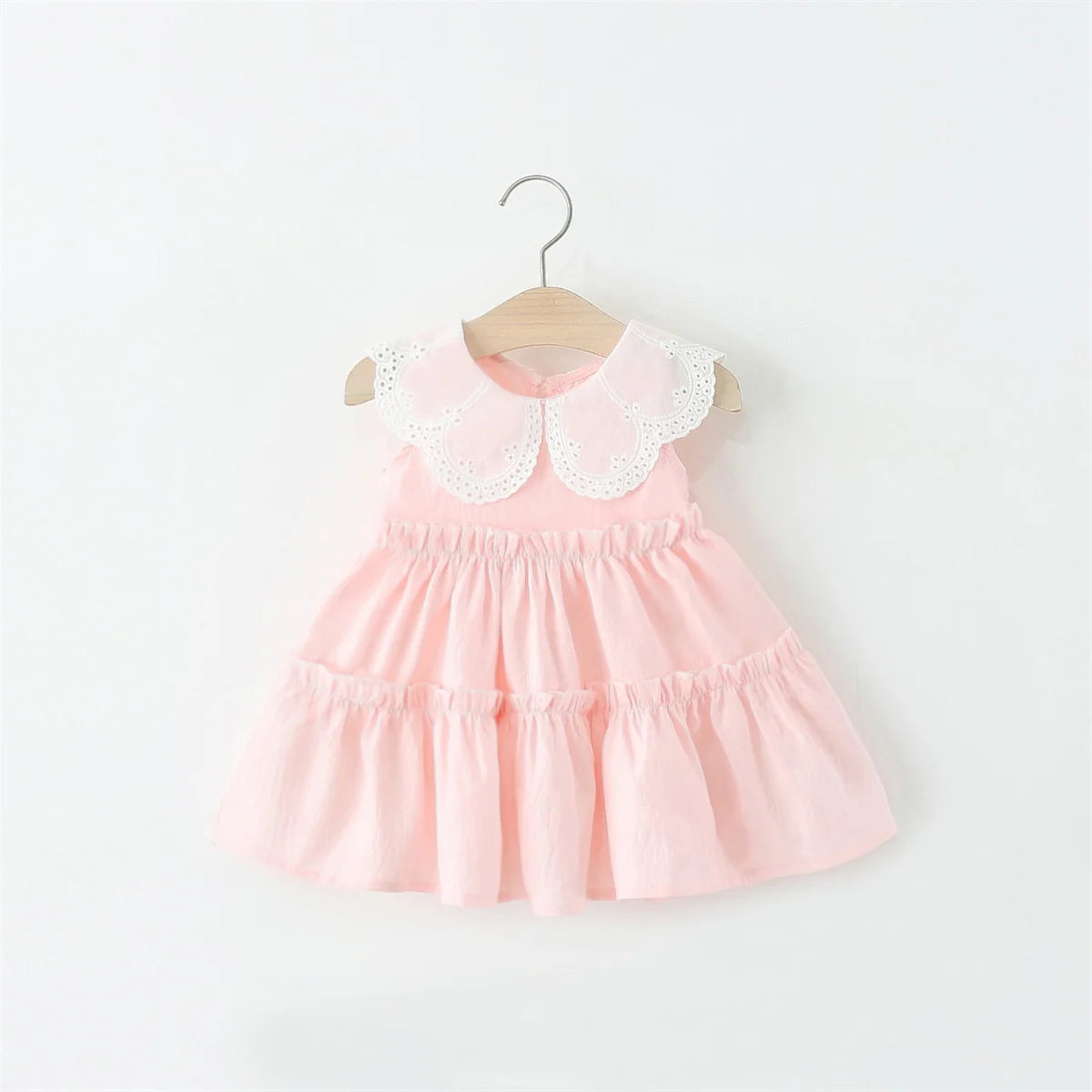 Baby/Toddler Girls Sleeveless Ruffle Collar Dress (Age 9M-4YRS) Pink