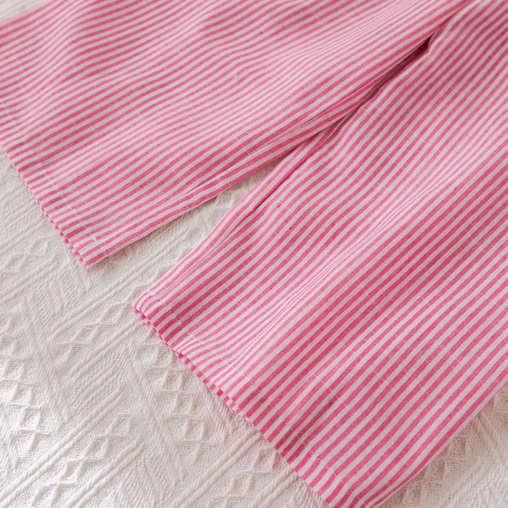 Girls' Pink Stripe Bow Sleeveless Vest Top & Trousers Set (Age 3-7 YRS)