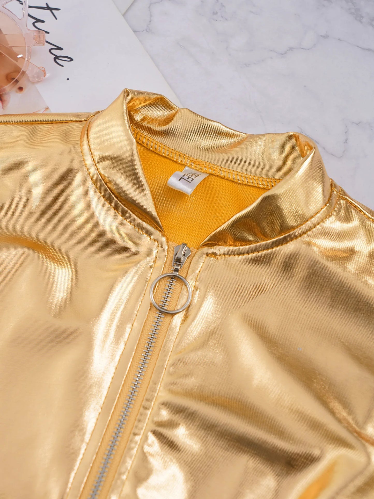 Girls Metallic Long Sleeve Zipper Jacket (Age 6-16 YRS)