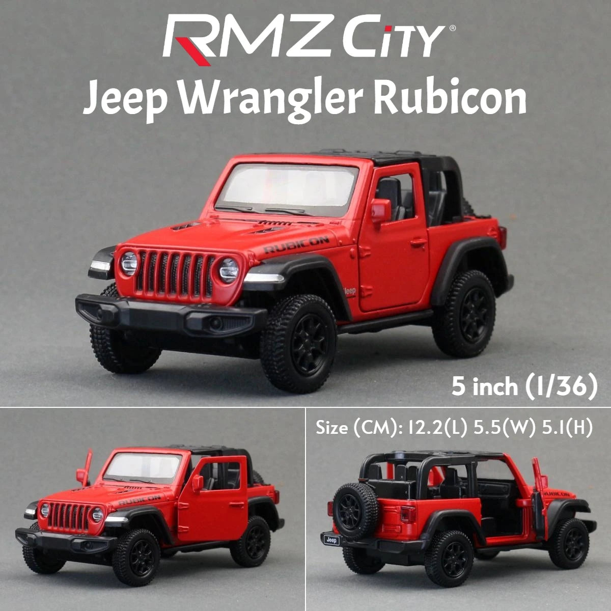 RMZ City 1/36 scale model of a Jeep Wrangler Rubicon Toy Car